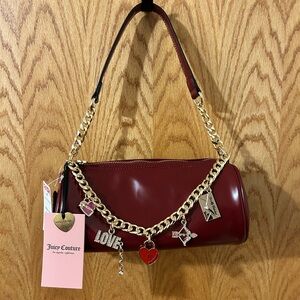 Juicy Couture Burgundy Shoulder Bag with Gold Chain